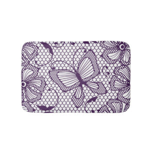 Lace pattern with butterflies bath mat