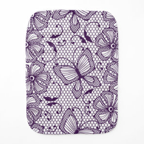 Lace pattern with butterflies burp cloth