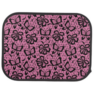 lace pattern with butterflies car floor mat