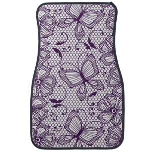 Lace pattern with butterflies car mat