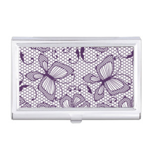 Lace pattern with butterflies case for business cards