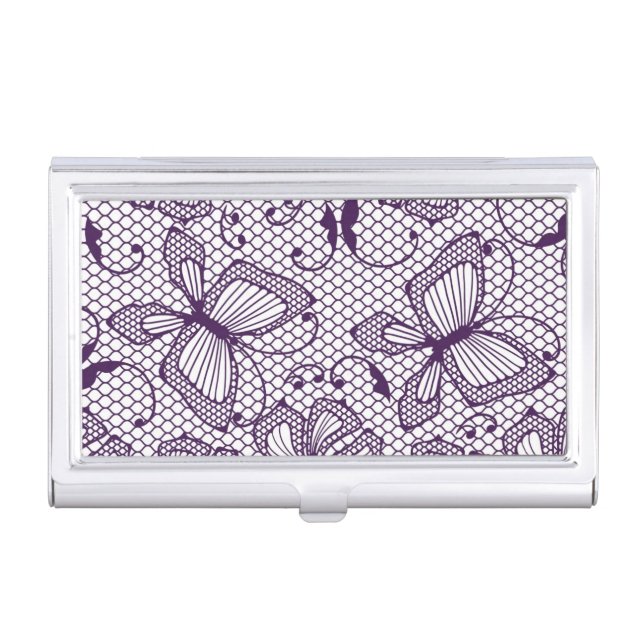 Lace pattern with butterflies case for business cards (Front)