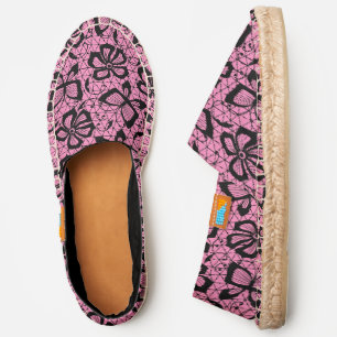 lace pattern with butterflies espadrilles