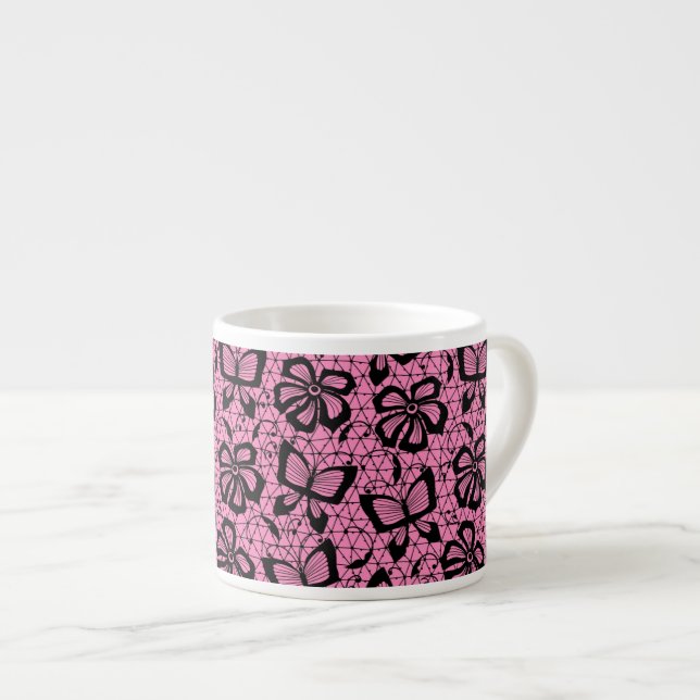 lace pattern with butterflies espresso cup (Front Right)