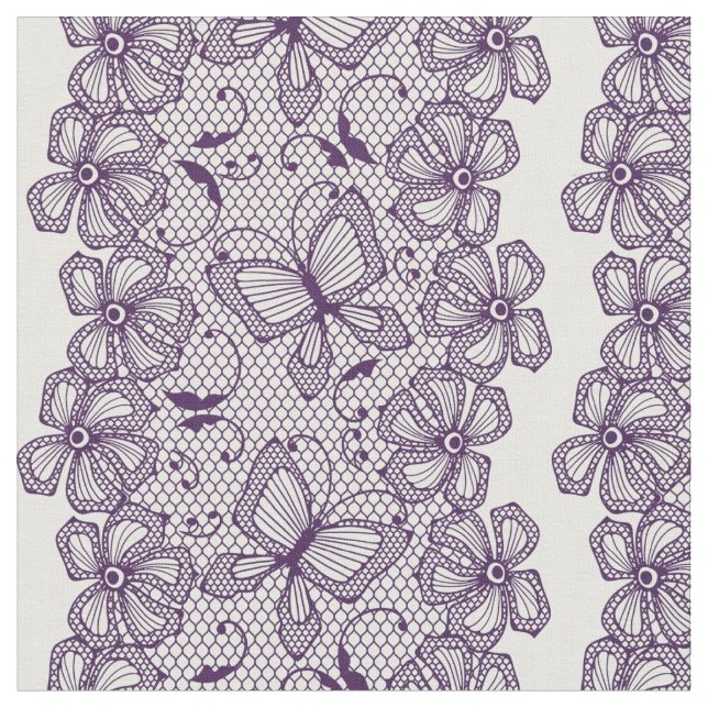 Lace pattern with butterflies fabric (Close Up)