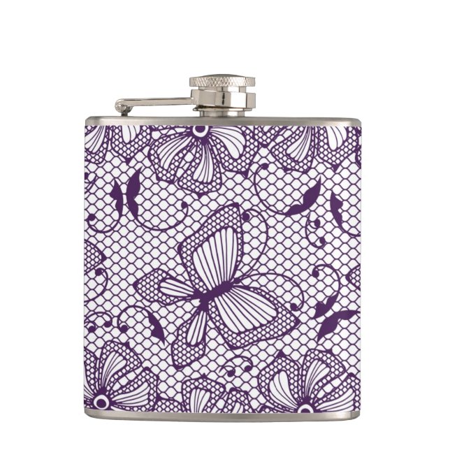 Lace pattern with butterflies flask (Front)