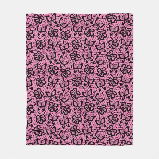 lace pattern with butterflies fleece blanket (Front)