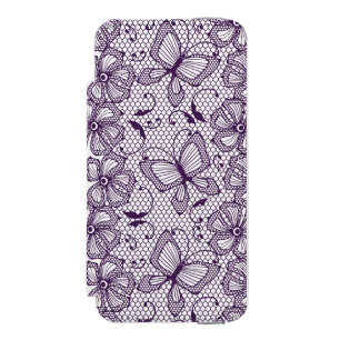 Lace pattern with butterflies wallet case for iPhone SE/5/5s