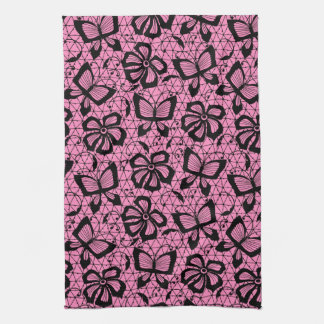 lace pattern with butterflies kitchen towel