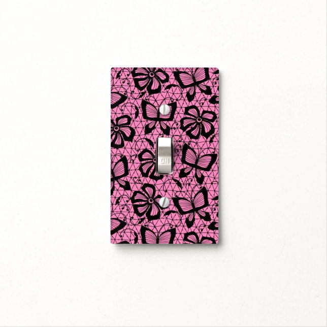 lace pattern with butterflies light switch cover (In Situ)