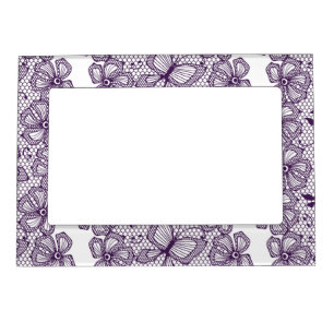 Lace pattern with butterflies magnetic picture frame
