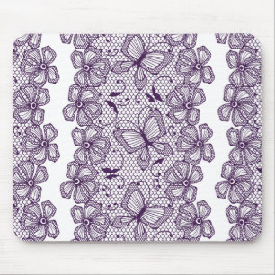 Lace pattern with butterflies mouse pad