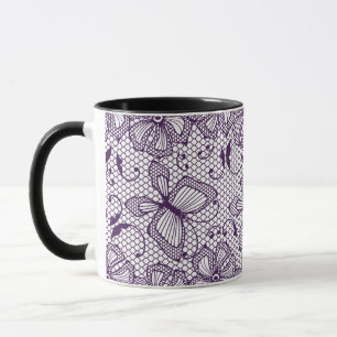 Lace pattern with butterflies mug
