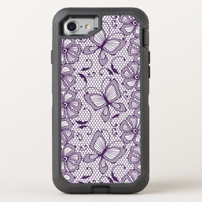 Lace pattern with butterflies otterbox iPhone case (Back)