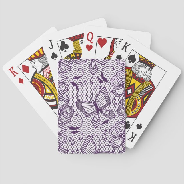Lace pattern with butterflies poker cards (Back)
