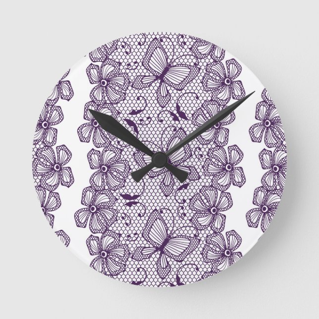 Lace pattern with butterflies round clock (Front)