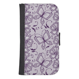 Lace pattern with butterflies galaxy s4 wallet case
