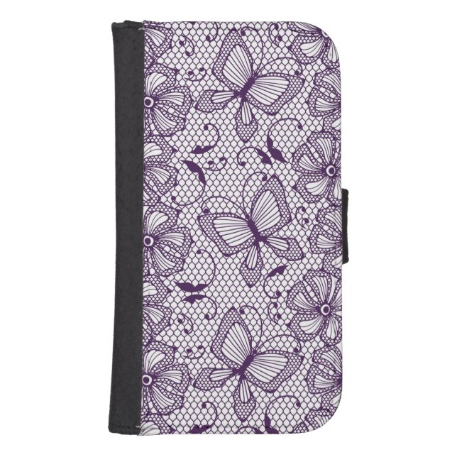 Lace pattern with butterflies samsung galaxy wallet case (Front)
