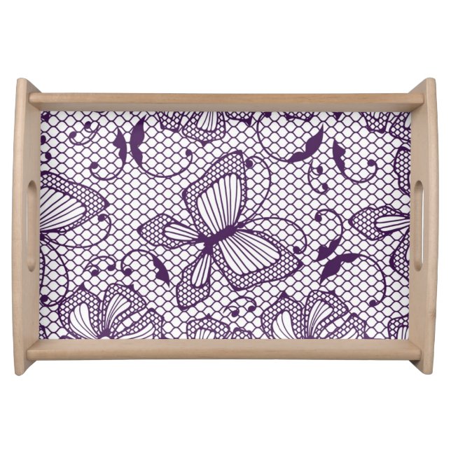 Lace pattern with butterflies serving tray (Front)