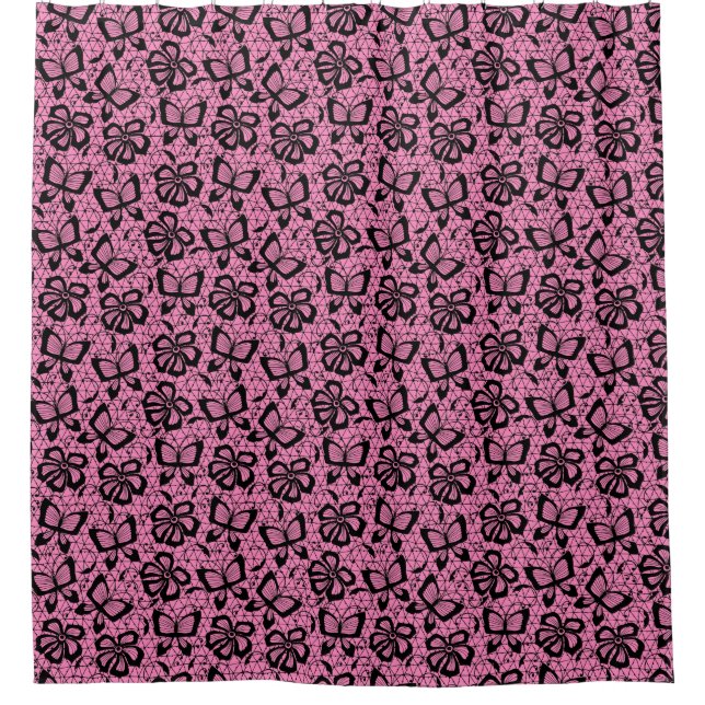 lace pattern with butterflies shower curtain (Front)