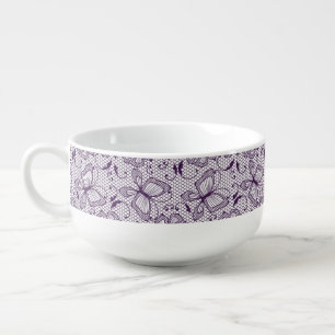 Lace pattern with butterflies soup mug