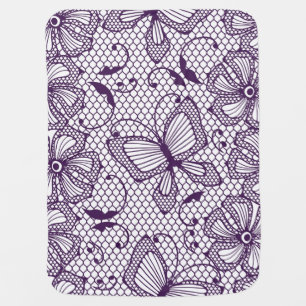 Lace pattern with butterflies stroller blanket