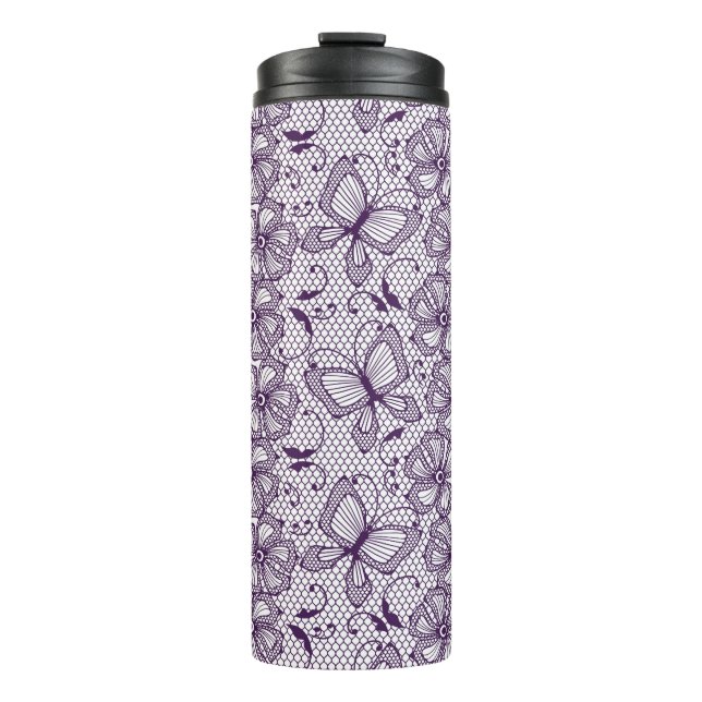 Lace pattern with butterflies thermal tumbler (Front)