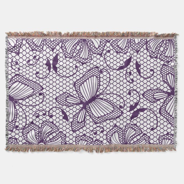 Lace pattern with butterflies throw blanket (Front)