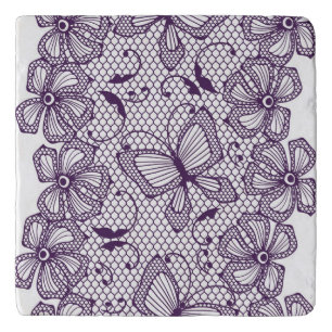 Lace pattern with butterflies trivet