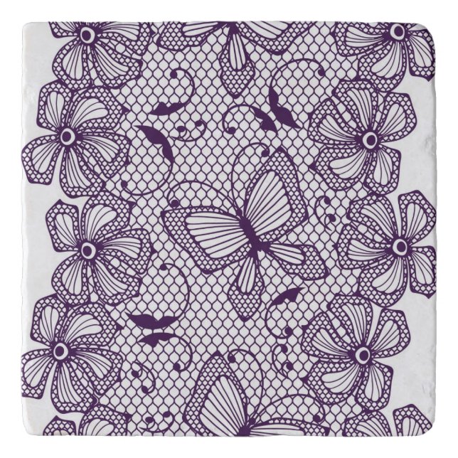 Lace pattern with butterflies trivet (Front)