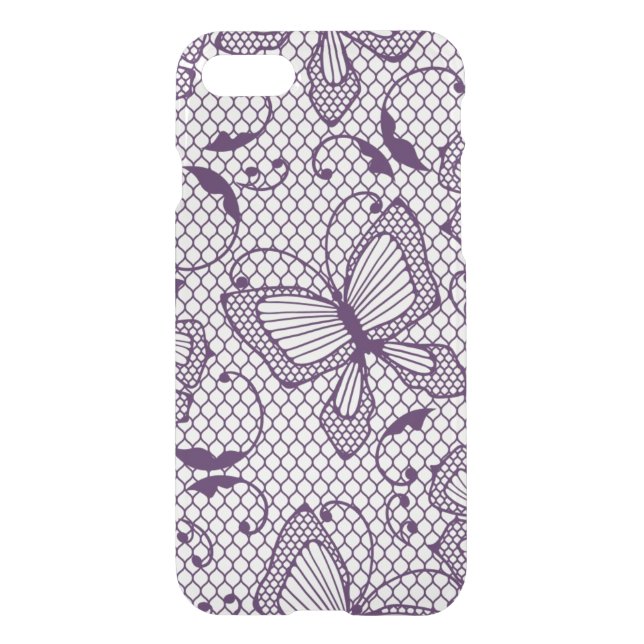 Lace pattern with butterflies uncommon iPhone case (Back)