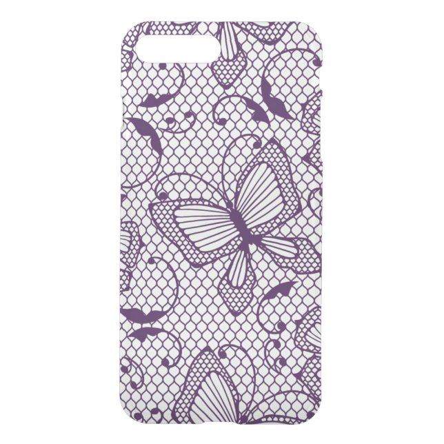 Lace pattern with butterflies uncommon iPhone case (Back)