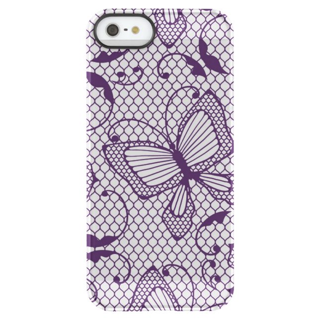Lace pattern with butterflies uncommon iPhone case (Back)
