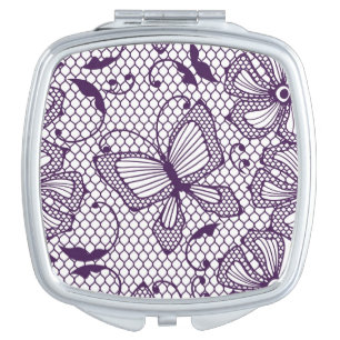 Lace pattern with butterflies vanity mirror