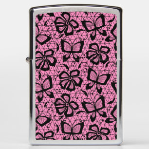 lace pattern with butterflies zippo lighter