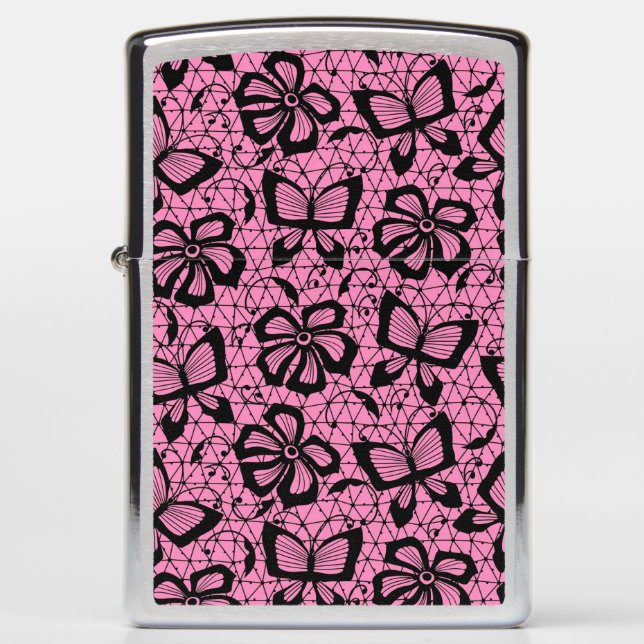 lace pattern with butterflies zippo lighter (Front)