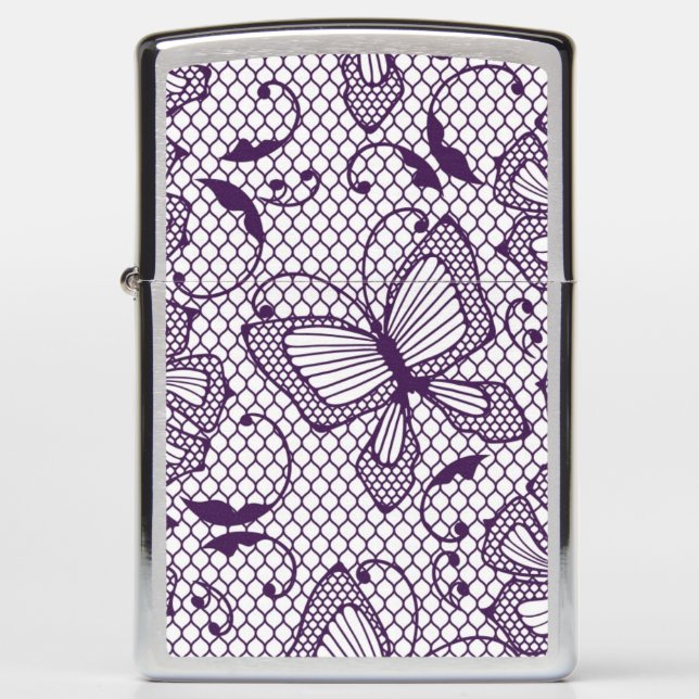 Lace pattern with butterflies zippo lighter (Front)