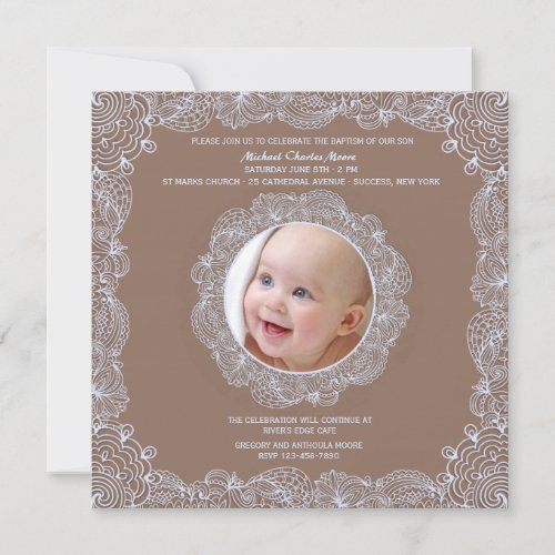 Lace Photo Frame Invitation