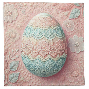 Lace pink blue pastel floral Easter egg drawing Cloth Napkin