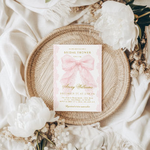 Lace Pink Bow Bridal Shower Elegant Invitation