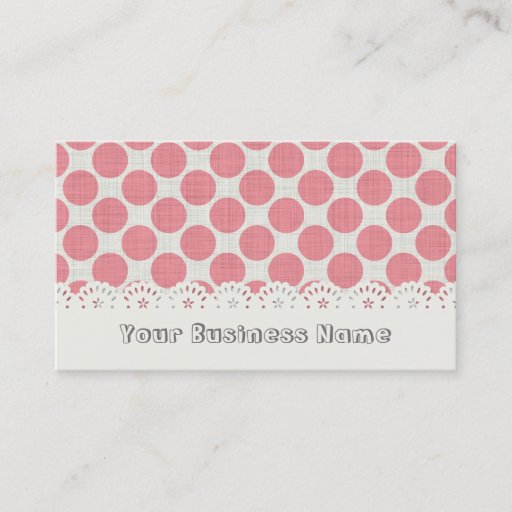 Customizable Lace &amp; Pink Dot Business Card