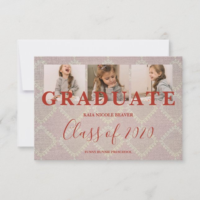 Lace Pre-K Graduation 3 Photos Textile Texture (Front)