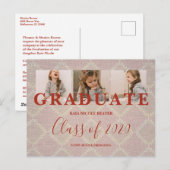 Lace Pre-K Graduation 3 Photos Textile Texture Postcard | Zazzle