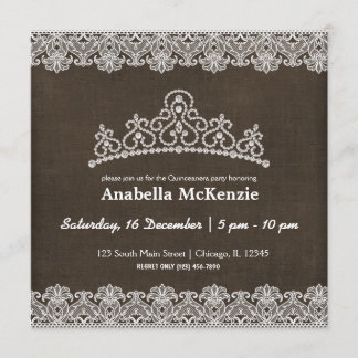 Lace Quinceanera (Brown) Invitation