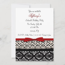 lace red damask Sweet Sixteen party Invitation