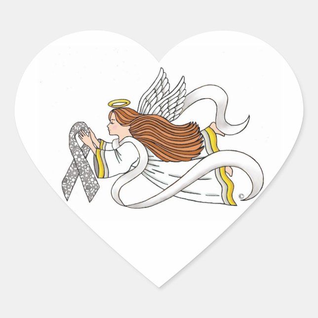 "Lace Ribbon" Awareness Angel Heart Sticker (Front)