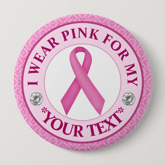 Lace Ribbon Breast Cancer Awareness Design Button (Front)