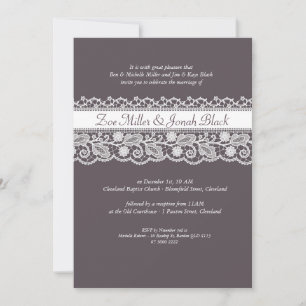 Lace Ribbon Wedding Invitation
