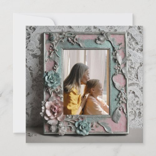 Lace Rose Grandma photo frame Card