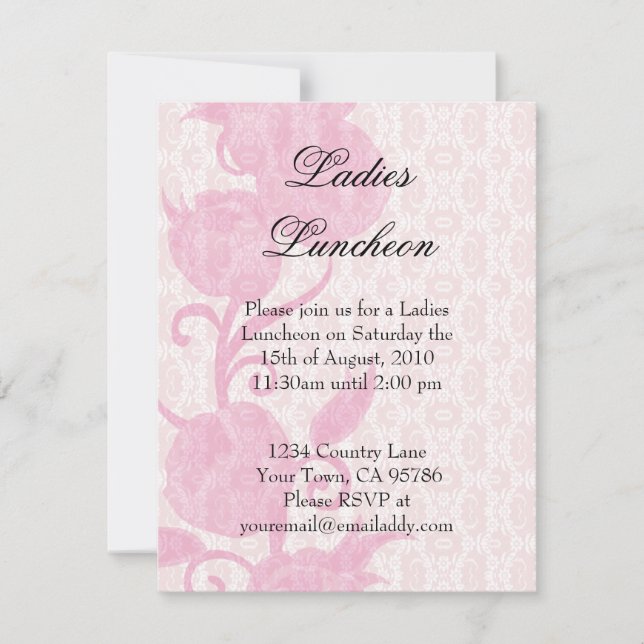 Lace Roses Ladies Luncheon Party Invitation (Front)
